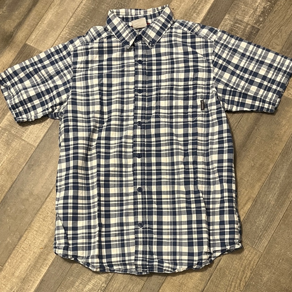 Columbia Navy and White Checkered Men's Shirt